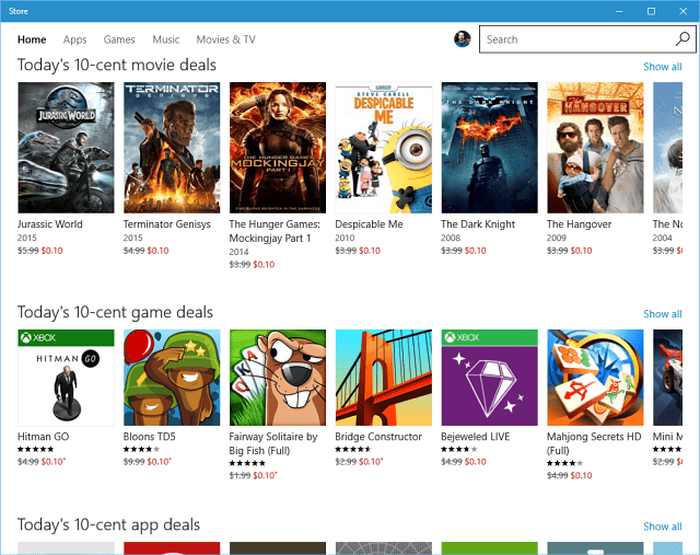 Windows Store Προσφορές 10 λεπτών