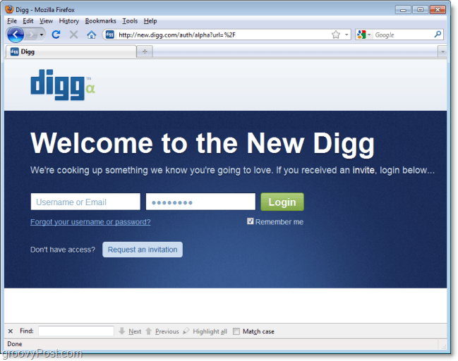 Καλώς ήλθατε στο νέο digg, ζητήστε πρόσκληση πρόσβασης