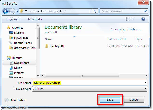 αποθηκεύστε τα πρόσφατα καταγεγραμμένα αρχεία των Windows 7 