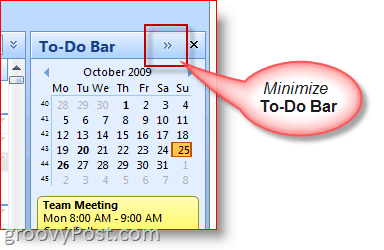 Outlook 2007 To-Do Bar - Ελαχιστοποίηση