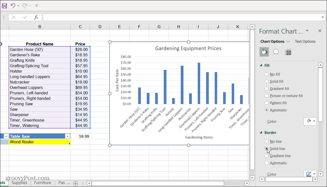  Μορφοποίηση μενού επιλογών γραφήματος Excel