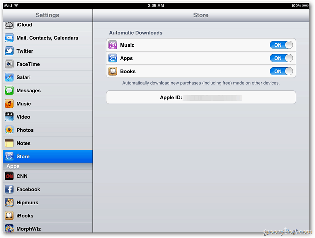 Ρυθμίσεις Store iPad