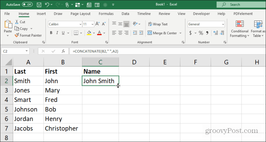 χρησιμοποιώντας αλληλουχία για ονόματα στο Excel