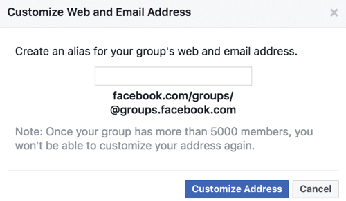 Λάβετε μια προσαρμοσμένη διεύθυνση URL και διεύθυνση ηλεκτρονικού ταχυδρομείου για την ομάδα σας στο Facebook.
