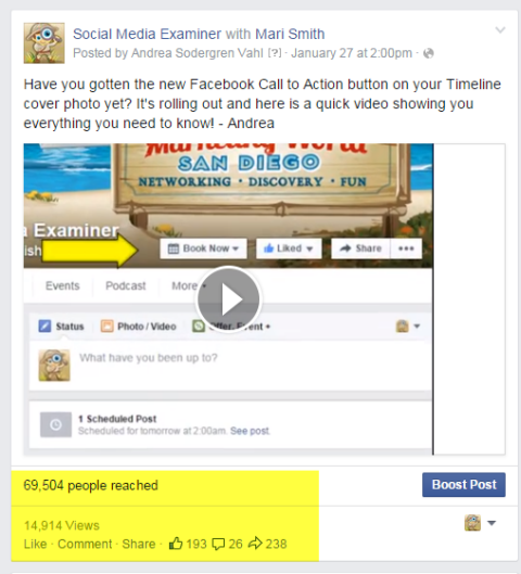 βίντεο ανάρτησης κοινωνικών μέσων εξέτασης στο Facebook