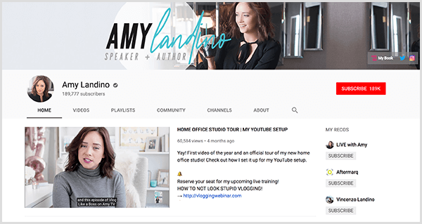 Το AmyTV είναι το επώνυμο κανάλι YouTube της Amy Landino. Η σελίδα του καναλιού περιλαμβάνει φωτογραφίες της Amy και του βίντεο που χρησιμοποίησε για να ξεκινήσει το επαναπροσδιορισμένο κανάλι της.