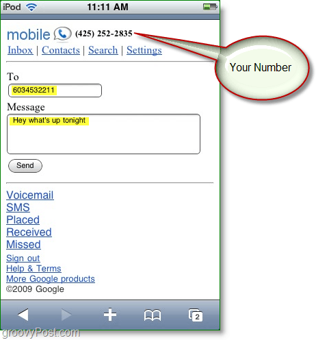 Πώς να στείλετε δωρεάν κείμενα από το πρόγραμμα περιήγησης που χρησιμοποιείτε στο κινητό σας με το Google Voice