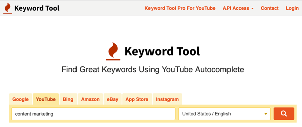 Εργαλείο λέξεων-κλειδιών ερευνητικές λέξεις-κλειδιά στην καρτέλα YouTube βήμα 1.