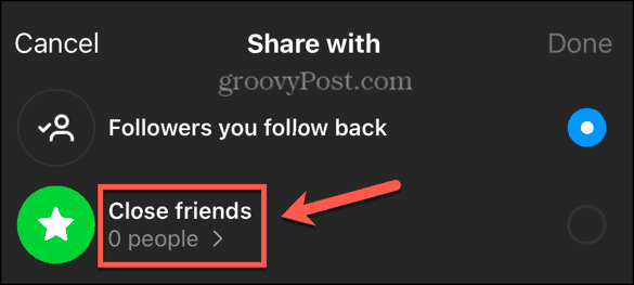 instagram επιλέξτε στενούς φίλους