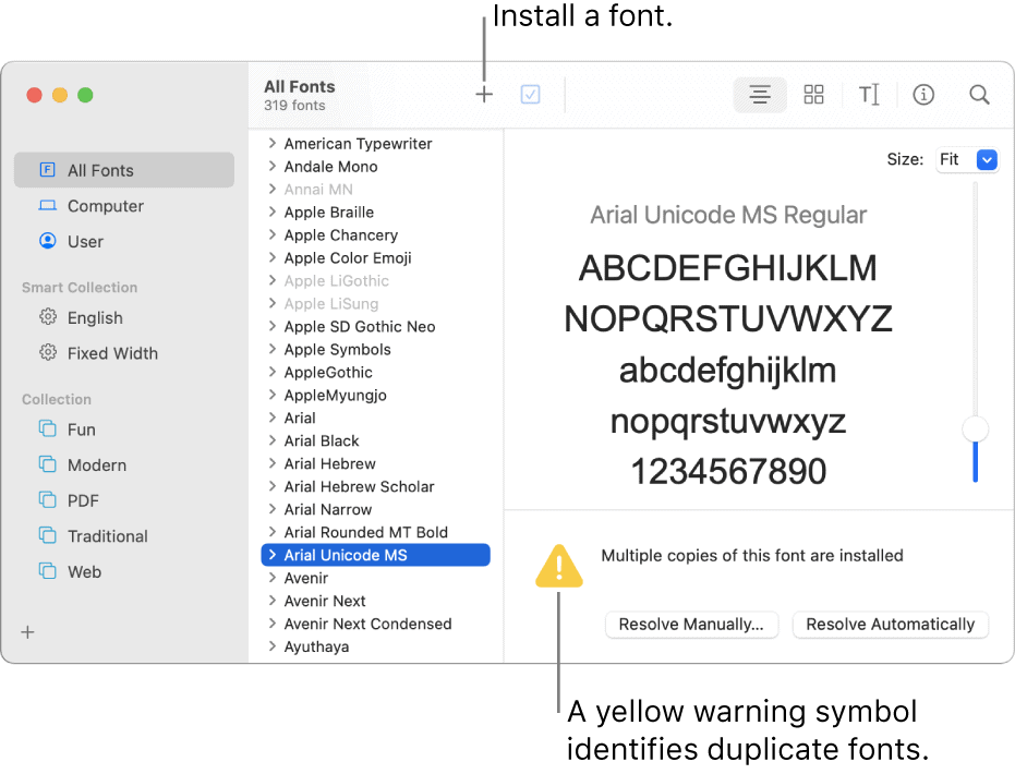 Προειδοποίηση για κίτρινη γραμματοσειρά Mac