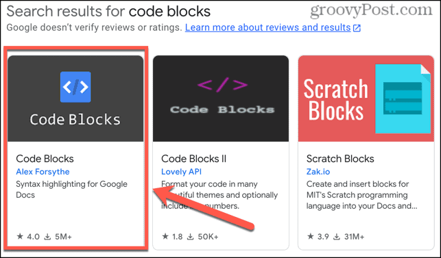google docs code blocks add-on