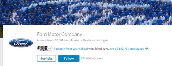 Η σελίδα LinkedIn της Ford Motor Company περιλαμβάνει σχετικές εικόνες και ενημερωμένες λεπτομέρειες.
