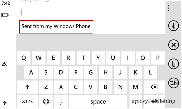 Συμβουλή του Windows Phone: Αλλάξτε την προεπιλεγμένη υπογραφή ηλεκτρονικού ταχυδρομείου