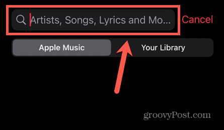 πεδίο αναζήτησης μουσικής της Apple