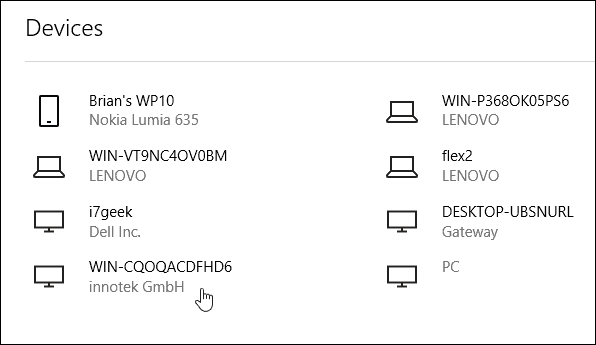 Συσκευές λογαριασμού της Microsoft