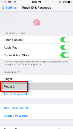 Όλα τα δακτυλικά αποτυπώματα θα εμφανιστούν στην οθόνη σας Touch ID & Passcode