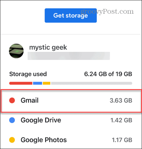Ο χώρος του gmail που χρησιμοποιείται google drive