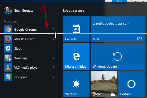 Αλλαγή μεγέθους του μενού "Έναρξη" των Windows 10