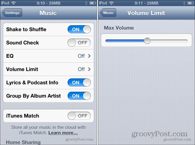 Όριο έντασης μουσικής iOS