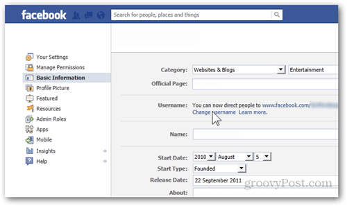 facebook ρυθμίσεις προτιμήσεις βασικές πληροφορίες όνομα χρήστη αλλαγή όνομα χρήστη