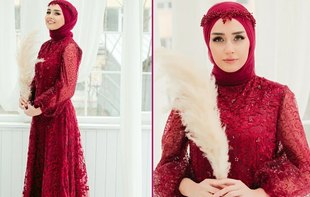 Τα πιο κομψά βραδινά φορέματα hijab για βραδιές χέννας! Βραδινό φόρεμα Hijab 2020