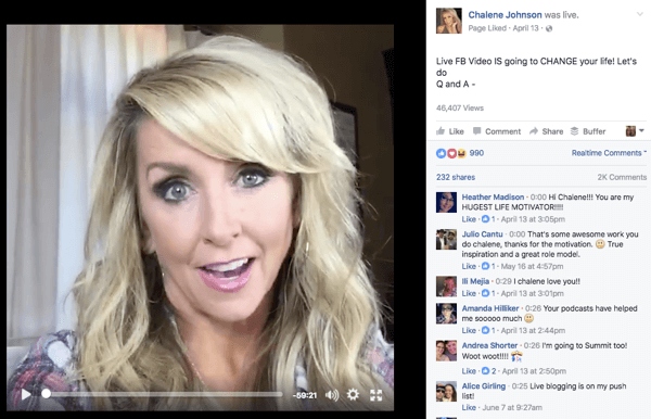 Facebook Live βίντεο από την Chalene Johnson.
