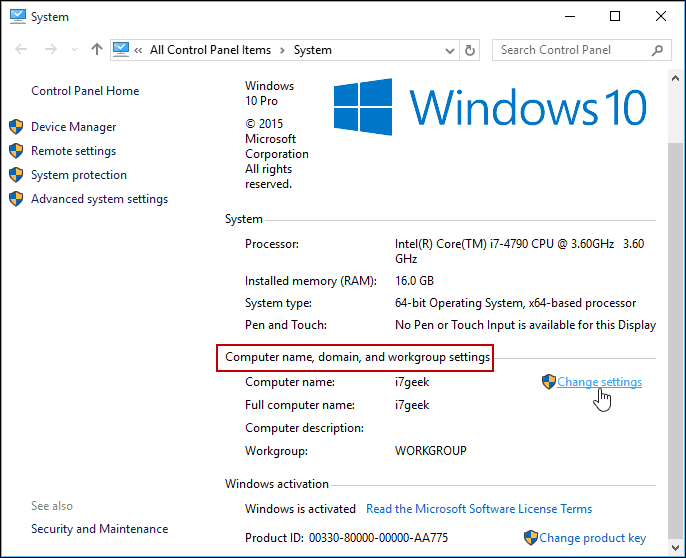 Αλλαγή ρυθμίσεων Πίνακας ελέγχου των Windows 10