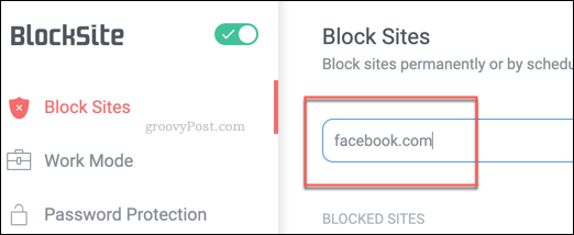 Προσθήκη αποκλεισμένου ιστότοπου σε μια λίστα αποκλεισμού BlockSite στο Chrome