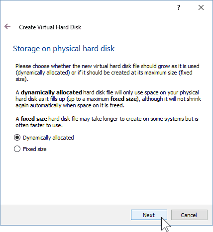 06 Καθορισμός τύπου αποθήκευσης για VM (Εγκατάσταση των Windows 10)