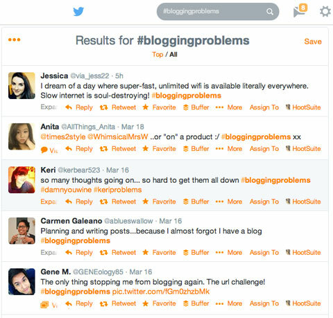 #bloggingproblems αναζήτηση hashtag στο twitter