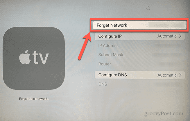 apple tv ξεχάστε το δίκτυο