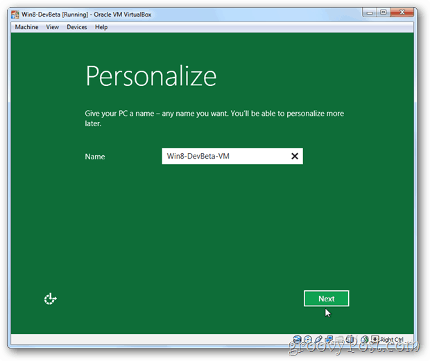 VirtualBox Windows 8 προσαρμόσετε το όνομα του προγράμματος εγκατάστασης