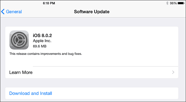 iOS 8.0.2 Ενημέρωση