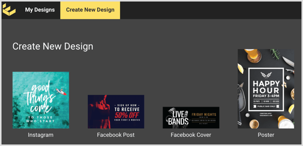 Κάντε κλικ στην καρτέλα Δημιουργία νέου σχεδιασμού στο Easil.
