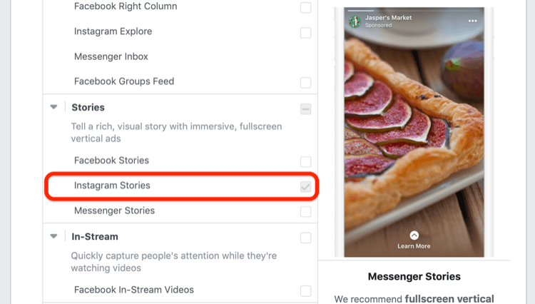 Επιλογή τοποθέτησης ιστοριών Instagram