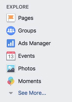 Αποκτήστε πρόσβαση στις Ομάδες Facebook από την ενότητα Εξερεύνηση του προσωπικού σας προφίλ στο Facebook.
