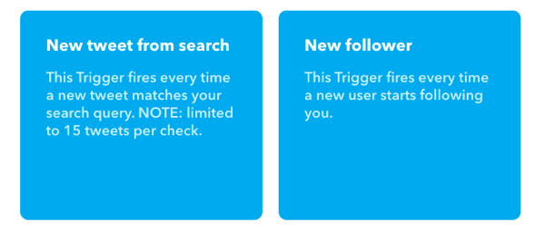 Επιλέξτε Νέο Tweet Από την Αναζήτηση για τη σκανδάλη της μικροεφαρμογής IFTTT.