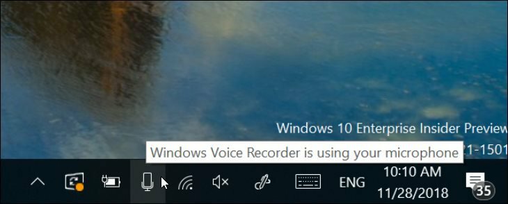 Windows 10 19H1 Νέα ειδοποίηση μικροφώνου