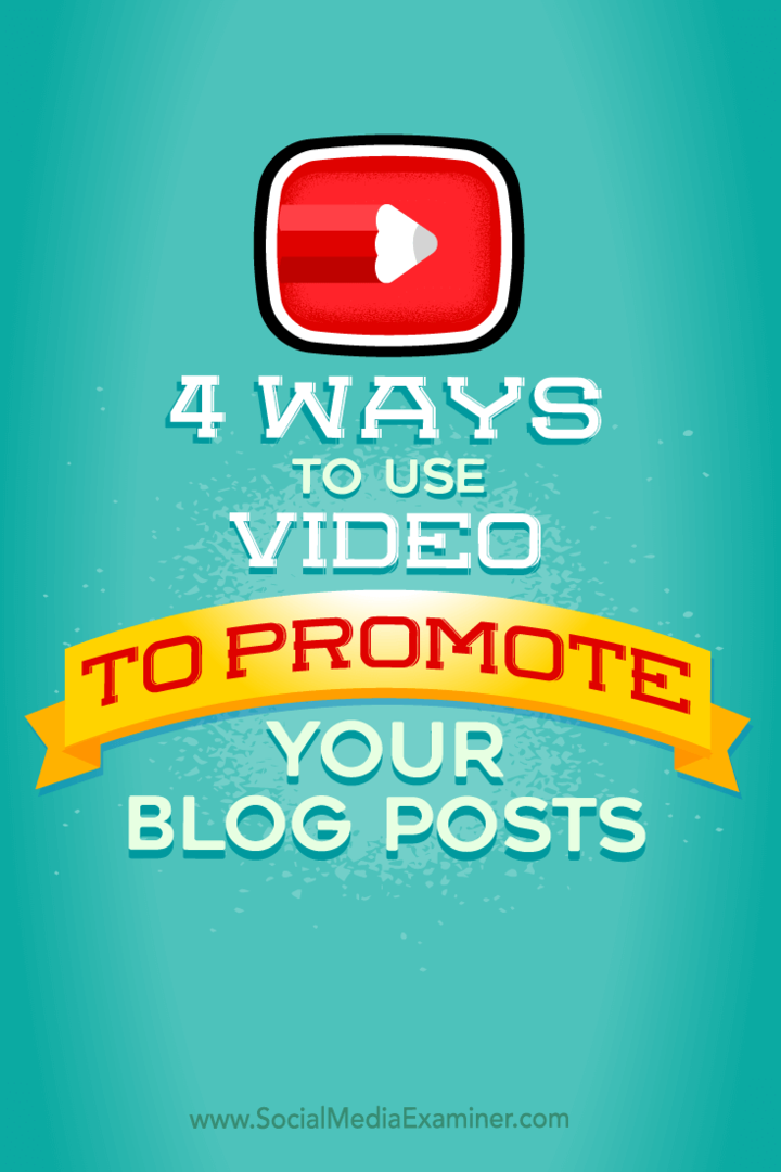 Συμβουλές για τέσσερις τρόπους προώθησης των αναρτήσεων ιστολογίου σας με βίντεο.