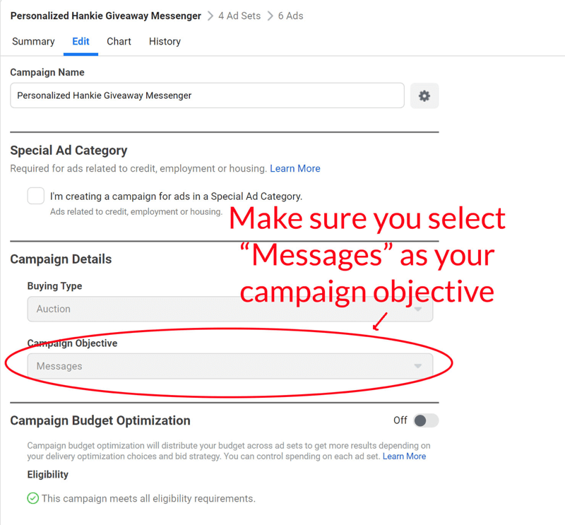 Facebook messenger giveaway messenger ad setup βήμα 6