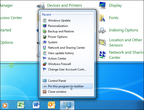 Πίνακας ελέγχου των Windows 7
