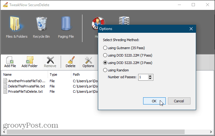 SecureDelete ασφαλές εργαλείο διαγραφής για τα Windows
