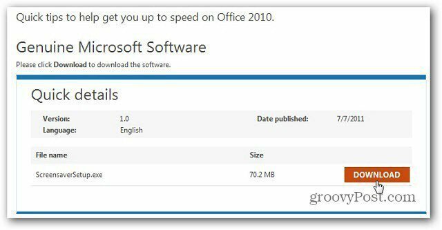Μάθετε το Office 2010 χρησιμοποιώντας μια προφύλαξη οθόνης