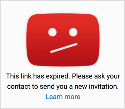 Ο σύνδεσμος πρόσκλησης YouTube έληξε
