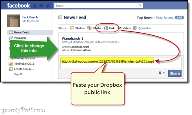 Facebook + Dropbox: Δωρεάν ροή MP3 στο Facebook Wall