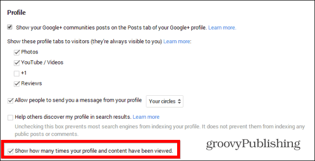 Συμβουλή Google+: Απόκρυψη προβολής προβολής προφίλ