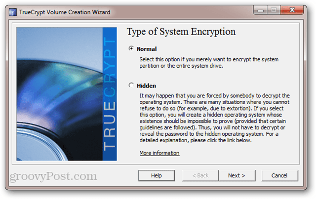 TrueCrypt: Τύπος κρυπτογράφησης συστήματος