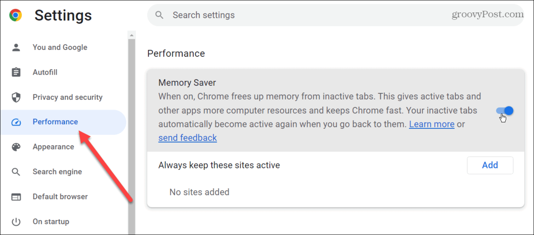 Ενεργοποιήστε τις καρτέλες εξοικονόμησης μνήμης στο Google Chrome