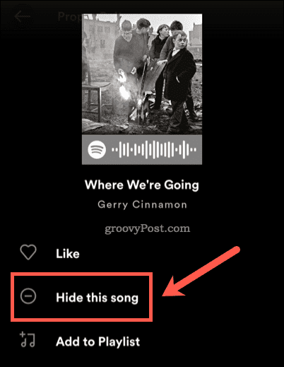 Απόκρυψη ενός τραγουδιού στο Spotify