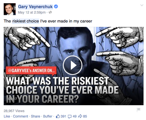 gary vaynerchuk δημοσίευση βίντεο στο Facebook